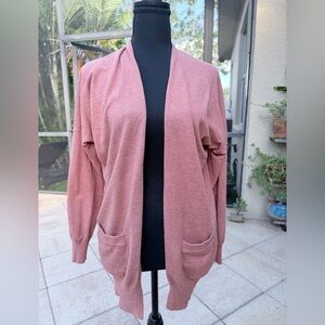 Altar'd State Dusty Adobe Rose Open-Front Cardigan Sweater with Pockets